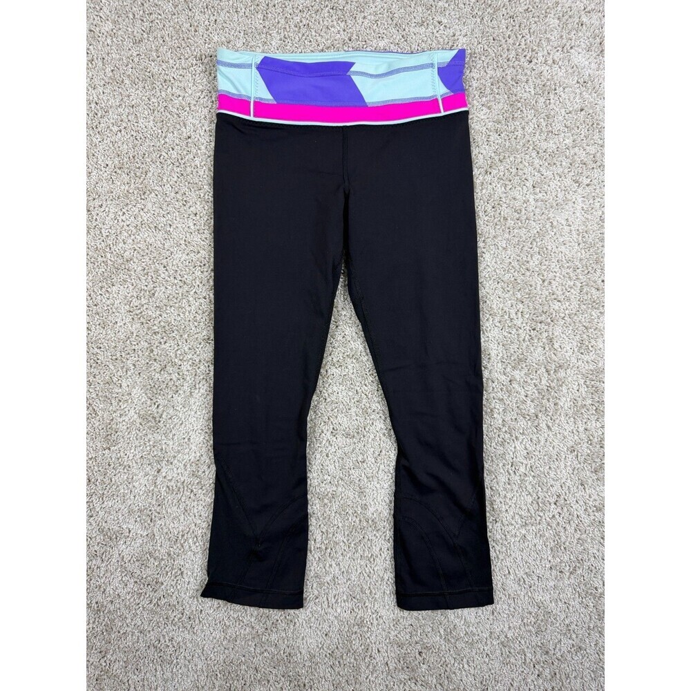 Lululemon Black Crop Capri Leggings Womens Size 4 High Rise Zip Pocket